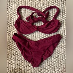 PilyQ Women's Burgundy Bikini Set